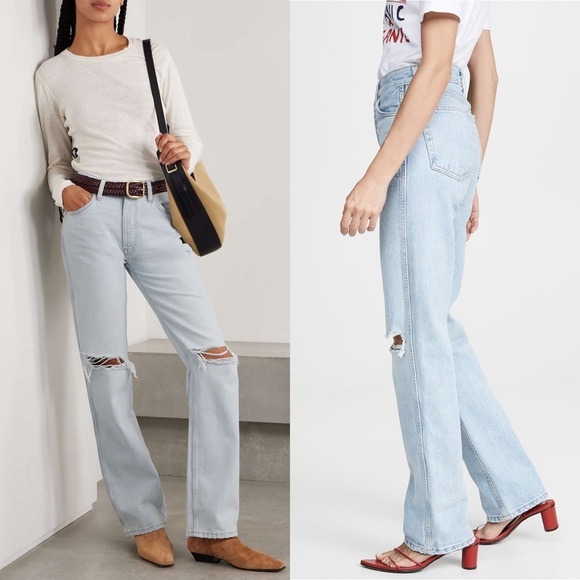 NWT RE/DONE 90s High Rise Light Wash Distressed Denim Loose Straight Leg Jean 26 - Picture 8 of 14